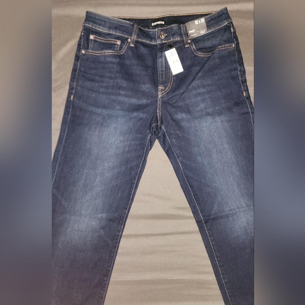 Express Dark Blue Men's Straight Jeans